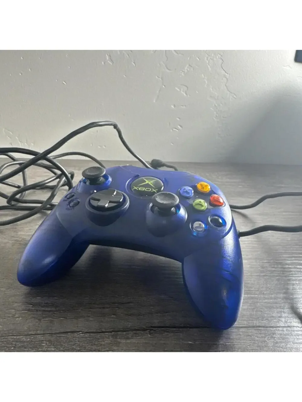 Original Xbox Controller S Blue Translucent Wired Gamepad NO DONGLE